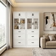 thumbnail image 3 of Homieasy 80" Tall White Kitchen Pantry Cabinet with Glass Doors, 3 Drawers & Adjustable Shelves - Versatile Storage Cupboard for Kitchen, Dining, Living Room, Bathroom, 3 of 8