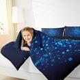 thumbnail image 4 of Feelyou Futuristic Square Print Bedding Comforter Set for Boy, Blue Honeycomb Abstract Twin Comforter Sets, Pixel Grid Miners Reversible Bedding Set, Microfiber Bedroom Decor, 2-Piece, 4 of 8