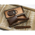 thumbnail image 2 of 3 Cigar Folding Leather Travel Case w/ Cutter - Brown, 2 of 7