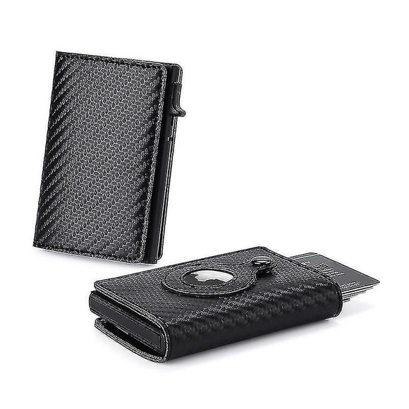 Real Leather Smart Air Tag Wallet Rfid Credit Card Money Holder Automatic Pop Up Mini Aluminum Wallet