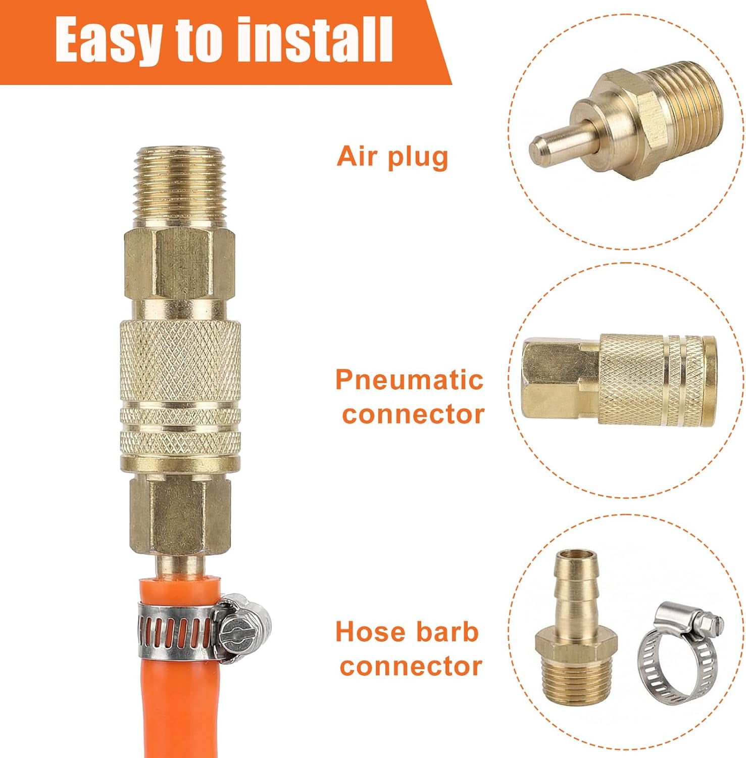 MKEUDQ-2pcs 1/4in Brass Female Industrial Coupler, 1/4" NPT Air Hose Quick Connect Fittings for Automotive Repair Air Compressor & Pneumatic Tools