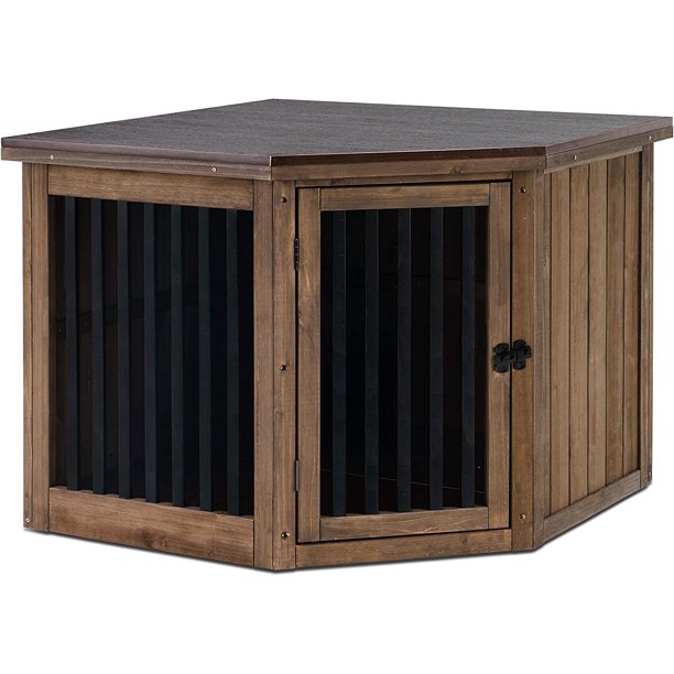 Furniture Corner Dog Crate, End Table Dog Kennel with Door