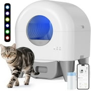 Smart Self-Cleaning Cat Litter Box  APP Control, Safety Sensors, Washable Removable Liner, Odor-Free & Low Maintenance