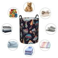 thumbnail image 3 of Lsque Mushroom Doodle pattern Laundry Hamper Basket, Tall Woven Rope Hamper Basket for Clothes, Lightweight Storage Basket, Collapsible Waterproof-Small, 3 of 8