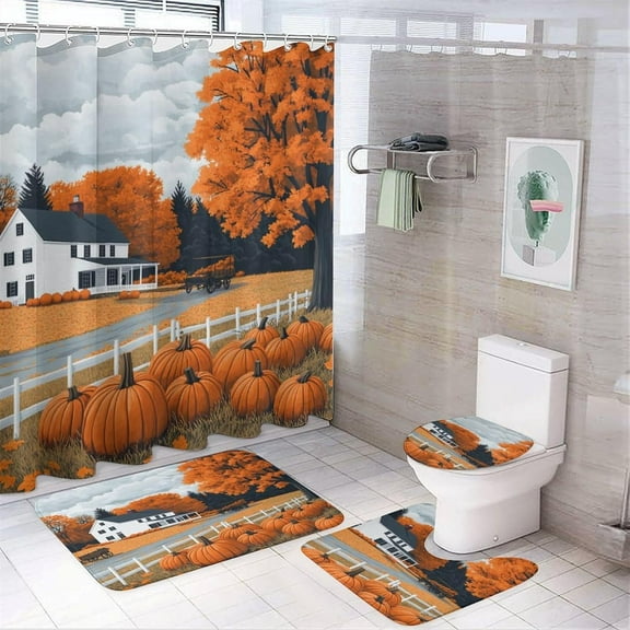 Shower Curtain sets and Bath Mat Set, Christmas Tree Plaid Pattern Printed on Shower Curtain and Bath Mat Set, Ideal for Bathroom Apartment RV College Dorm, 72 x 72 inches