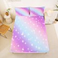 thumbnail image 5 of Manfei Sparkling Stars Print King Sheets,Rainbow Gradient Bedding,Purple Blue,4pcs,1 Flat Sheet,1 Fitted Sheet and 2 Pillowcases, 5 of 6