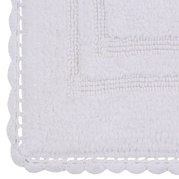 Home Weavers Inc Home Weavers Casual Elegence Bathmat Absorbent Cotton Machine Washable, Reversible Bath Rug White 21"x34"