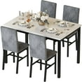 thumbnail image 5 of AWQM Kitchen Dining Set for 4 with Marble Dining Chairs and 4 Plush Upholstered Chairs for Apartments, Kitchens, Dining Rooms, Breakfast Corners and Small Spaces, 5 of 8