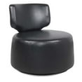 thumbnail image 4 of Swivel Barrel Chair, Armless Accent Chair with Removable Back & Stable Metal Base,360 Degrees Swivel Barrel Chair for Living Room Bedroom and Dorm, Black PU, 4 of 7