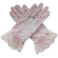 thumbnail image 3 of Bmisegm Lace Gloves Full Finger with Ruffle Edge for Girls Party Halloween Gloves for Kids Pink One Size, 3 of 3