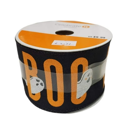 Halloween Wired Ribbon 2.5" x 25ft BOO Celebrate it