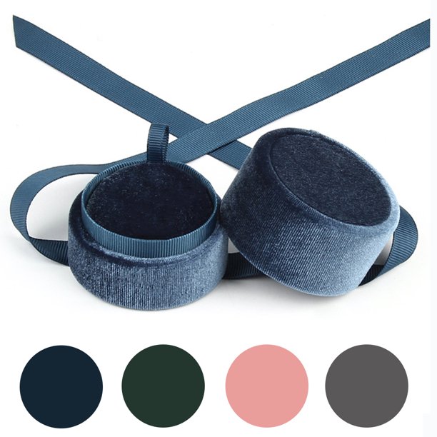Caja redonda para anillos, soporte para collares, organizador de decoración, propuesta de aniversario, portador de joyas, decoración, Ropa, zapatos y accesorios Miscelánea Caja Colgante Azul