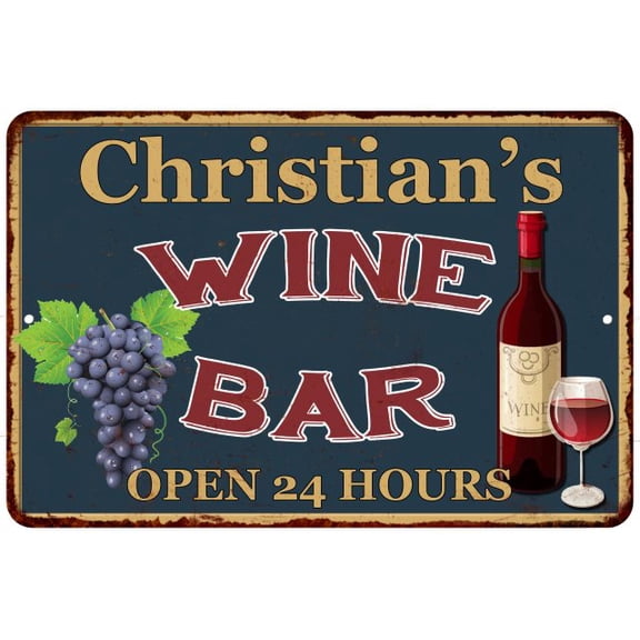 Christian's Green Wine Bar Sign Wall Decor 8 x 12 High Gloss Metal 208120043988
