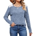 thumbnail image 2 of Camisas de Larga y Cuello Redondo para Mujer, Corte Holgado, Estilo Túnica Informal Elegante, Suéter, Ropa de Otoño e Invierno Azul XXL, 2 of 10