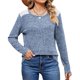 thumbnail image 2 of Camisas de Larga y Cuello Redondo para Mujer, Corte Holgado, Estilo Túnica Informal Elegante, Suéter, Ropa de Otoño e Invierno Azul XL, 2 of 10