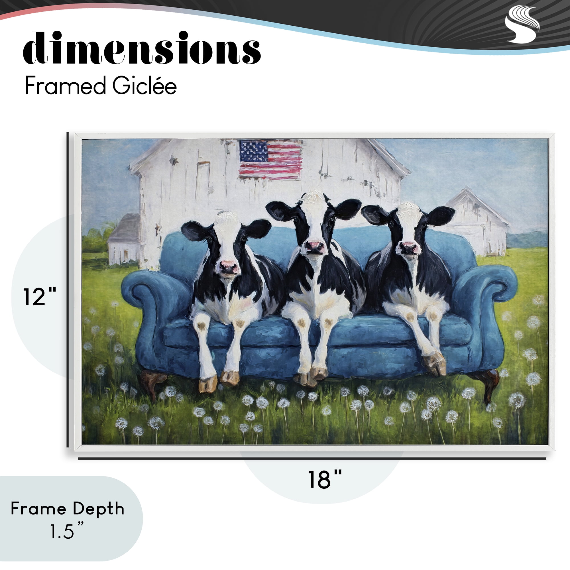 Stupell Industries Barnyard Sofa Sisters White Framed Giclee Art, design by Tina LeCour