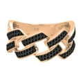 thumbnail image 2 of Dazzlingrock Collection Round Black Diamond Out Bling Cuban Link Band Ring for Women (0.42 ctw, Color Black, Clarity Opaque) in 18K Rose Gold, Size 7, 2 of 4