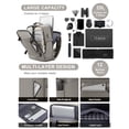 thumbnail image 5 of DAKIMOE Large Travel Backpack for Adults Carry on Laptop Backpack Flight Approved Waterproof College Bag with USB Charging Port & Shoe Pouch Casual Daypack for Women Men for Weekender Business, Gray, 5 of 7