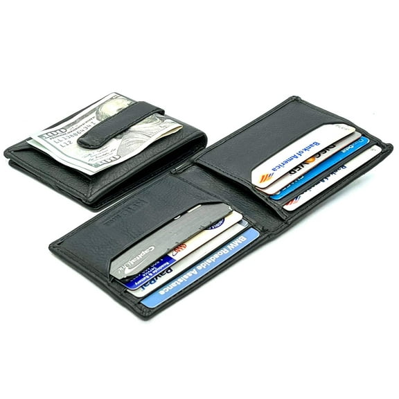 RFID Blocking Slim Bifold Money Clip ID Holder Metal Clip Men's Wallet