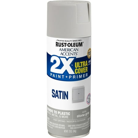 Stone Gray, Rust-Oleum American Accents 2X Ultra Cover Satin Spray Paint- 12 oz