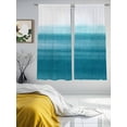 thumbnail image 4 of Turquoise White Ombre Semi Sheer Curtains 63 Inch Length 2 Panels Set, Modern Country Abstract Stripes Sheer Kitchen Curtain Privacy Voile Window Curtain for Living Room Bedroom Rod Pocket Drapes, 4 of 7