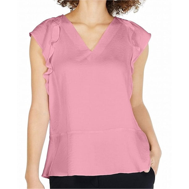 Blusa con Volantes y Mangas Onduladas Michael Kors Mujer Rosa Grande