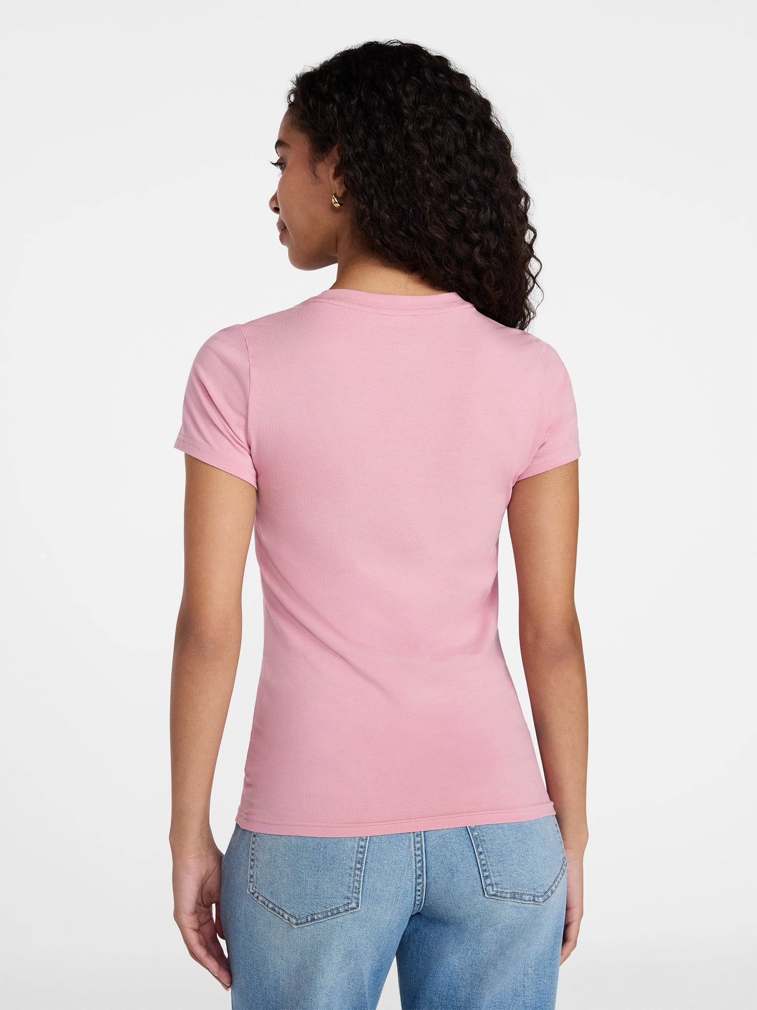 Time and Tru Women's Slim Fit Crewneck Tee with Short Sleeves, Sizes XS-XXXL