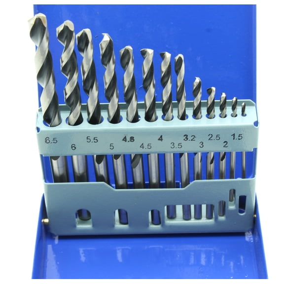 TMAX 13 pc Metric Cobalt Jobber Drill Bit Set 1/16 Inch - 1/4 Inch, M35 High Speed Steel Jobber Length Twist Drill Bit Kit for Hardened Metal, Stainless Steel, Cast Iron, Wood and Plastic