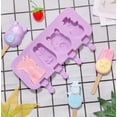 thumbnail image 3 of Molde de silicona rectangular creativo de 4 cavidades: formas de cerdo, conejo, oso y muñeco de nieve, perfecto for hacer paletas heladas y helados de verano, 3 of 5