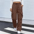 thumbnail image 4 of Parachute Pants Women Baggy Straight Leg Drawstring Lightweight Cargo Pants Tall Y2k Utility Pant Streetwear Multi Pockets, 4 of 5