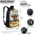 thumbnail image 5 of HUIACONG Highland Cow Sunflower School Backpack for Students Ages 6-18 Large Capacity Lightweight Water Resistant Durable Bookbag for Elementary Middle High School Daily Use, 5 of 6