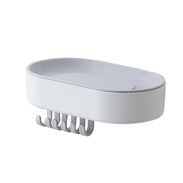 Cateissary Estante de almacenamiento de esponja, soporte de plástico para baño, organizador de cocina de drenaje montado en la pared Juegos de accesorios de baño Blanco