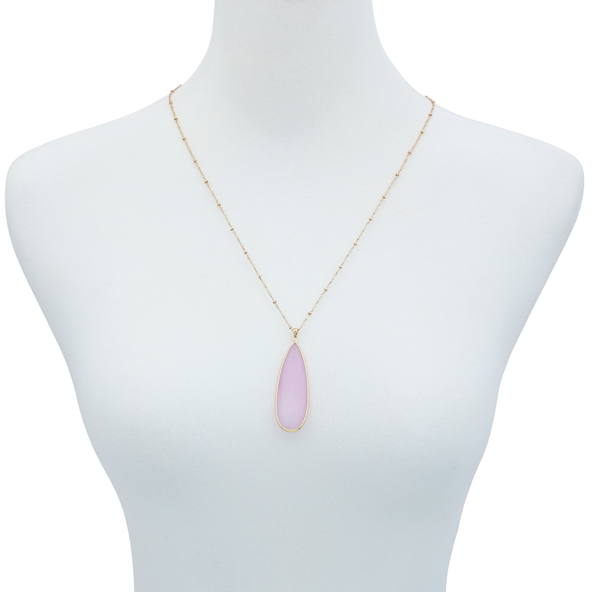 Time and Tru Women's SemiPrecious Lilac Teardrop Stone Pendant