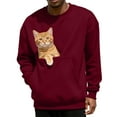 thumbnail image 3 of Feancey Men's Pet Carry Sweatshirts Oversized Crewneck Pullovers with Cat Pouch Cute Puppy Kitten Dogs Holder Sweatshirt Unisex Long Sleeve Tops Wine XL, 3 of 6