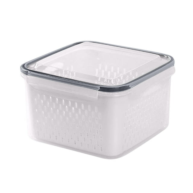 Plastic Storage Bins with Lids Large Size Fruit Vegetable Storage Containers for Fridge Draining Fresh Containers 3 in 1 Produce Storage Containers Large Organizer Bins with Lid & Colander
