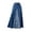 Blue, variant on Jane Wardrobe Two Tone Raw Fray Split Front Denim Maxi Skirt Women High Waist Contrast Patchwork Flared Long Skirt 1PC XS-L