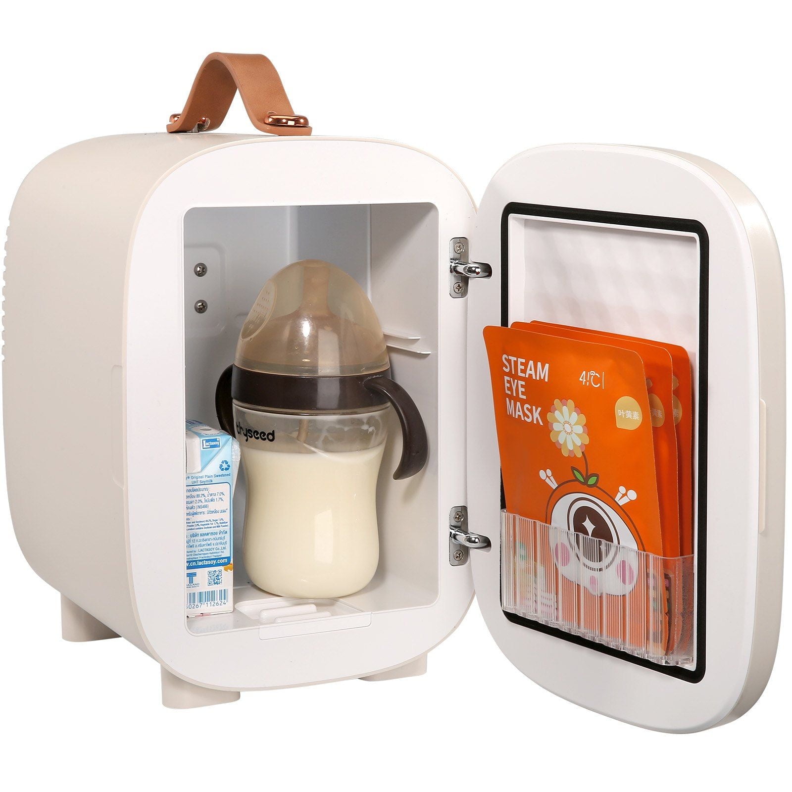 Mini Skin Care Fridge 4L, 6-Can Cute Cosmetic Cooler & Warmer, AC/DC Portable Tiny Fridge for Bedroom, Office, Dorm, Car – ETL Certified, White