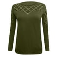 thumbnail image 3 of Hvyesh Womens Strappy Cold Shoulder Tops Casual Rhinestone Cut Out T Shirts Long Sleeve Crewneck Sparkle Blouse, 3 of 4
