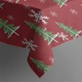 thumbnail image 4 of Red Christmas Tree and Snowflake Pattern Rectangle Tablecloth 60"x120",Waterproof Polyester Rectangle Table Cloth, Wipeable Spillproof Polyester Tablecloth for Dining, Camping, Indoor and Outdoor, 4 of 6