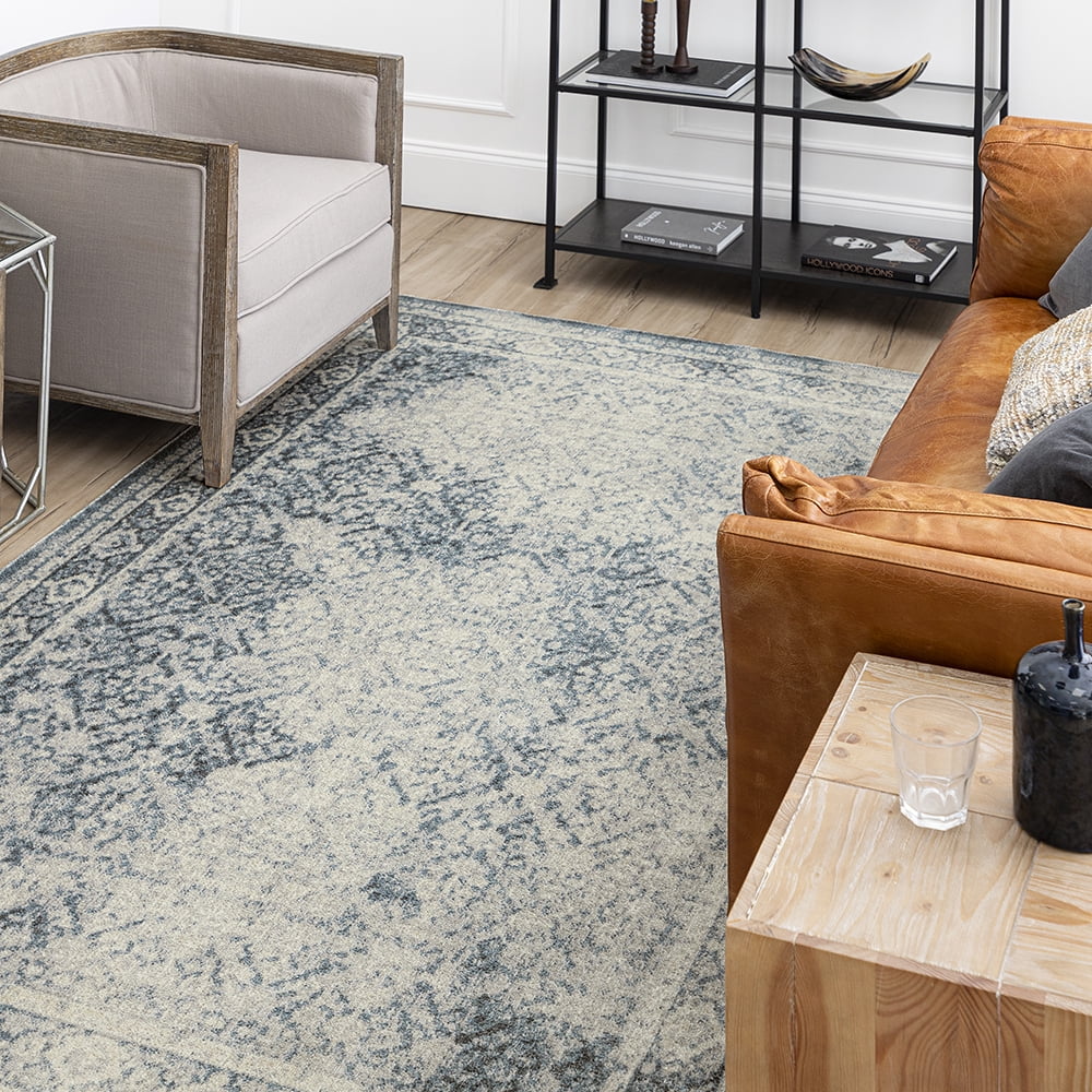 Mohawk Home Vulcan Geometric Indoor Polyester Area Rug, Blue, 3'11" x 6'