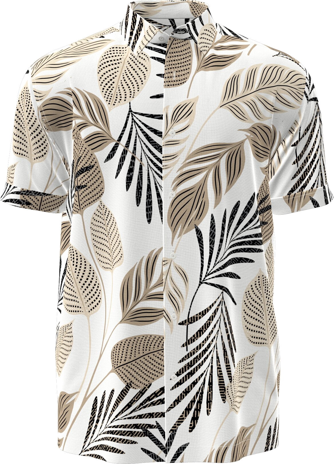 Havanera Men's and Big Men's Textured Leaf Print Linen-Cotton Short Sleeve Woven Shirt, Sizes S-5XL