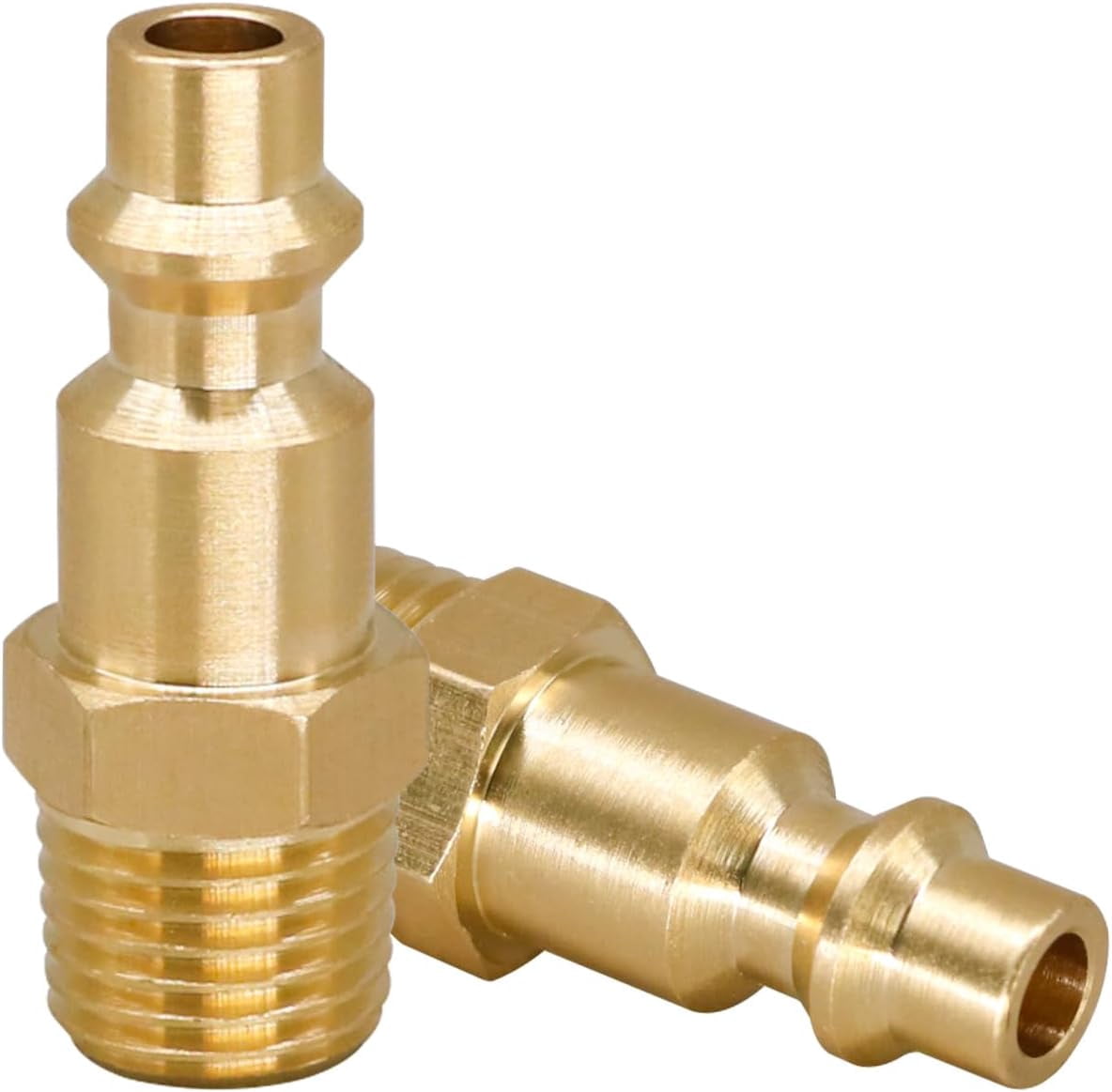 MKEUDQ-Type D Air Plug 1/4 NPT Brass Air Hose Fitting, Industrial Quick Connect Plug Adapter for Air Compressor, Pneumatic Tools And Hose Coupler, 4 PCS