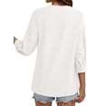 thumbnail image 5 of Fantaslook Womens 3/4 Sleeve Button Down Shirts V Neck Roll Up Sleeve Tops Cotton Linen Casual Summer Blouses Shirts, 5 of 10