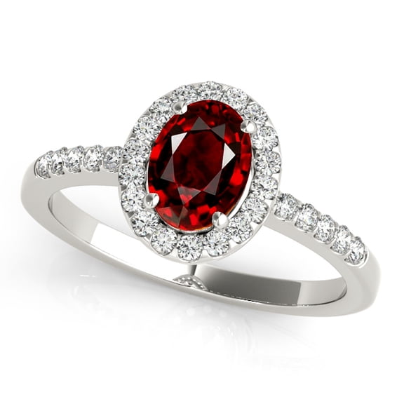 2.45 Ct Diamond & Oval Shaped Garnet Engagement/Wedding Ring - 10K Gold