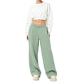 thumbnail image 5 of VV AVEORS Wide Leg Sweatpants Women Baggy High Waisted Gym Workout Joggers Elastic Waist Track Pants Mint Green 2XL, 5 of 7