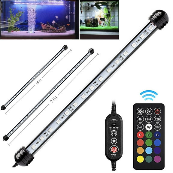 Ifcow LED Aquarium Light, 22.83in Colorful Fish Tank Light Submersible Underwater Crystal Glass LEDs Lights, Brightness Adjustable Memory Function, LED Light bar Stick for Fish Tank