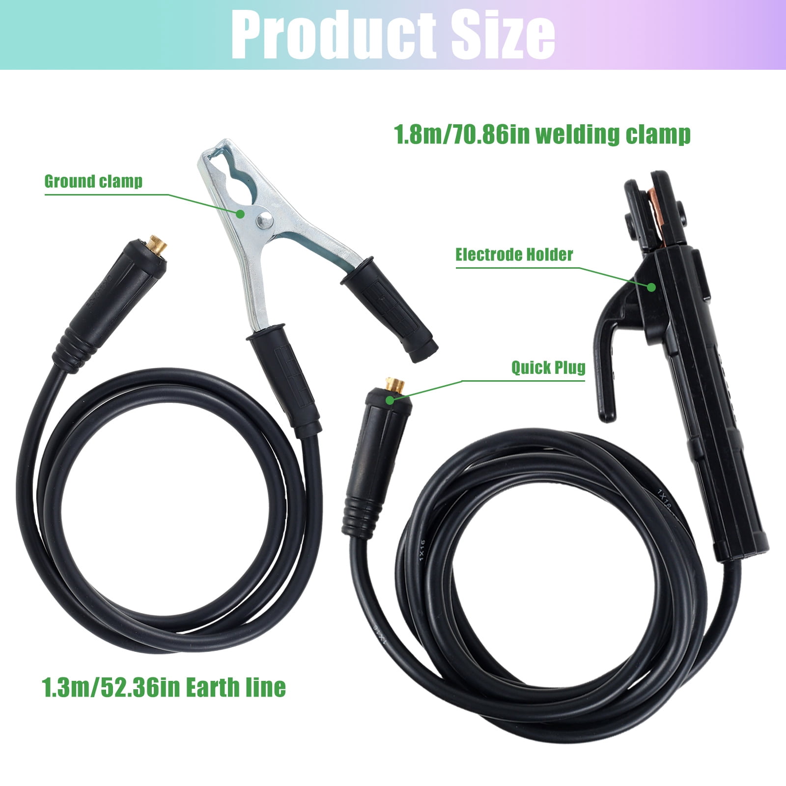Ikoopy Welding Electrode Holder Stick Plier with Cable Copper MMA/ARC Welding Ground Clamp with Cable Stable Welding Rod Clamping Tool Welding Stick Plier Clamp for 300A Welder Machine