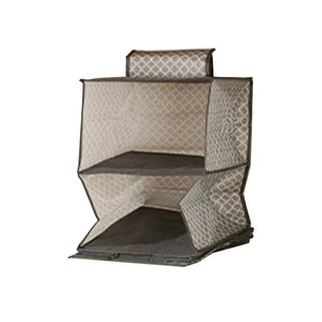 Closet Hanging Organizer with 6 Storage Pockets - Multi-Layer Fabric Shelf for Shoes, Hats & Accessories
