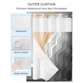 thumbnail image 2 of No Hook Cloth Fabric Shower Curtain with Snap in Liner, Grey Geometric Beach Waterproof Shower Curtains Set with See Through Top Window, Ombre Waves Moire Abstract Art Bath Curtains Shower 48"x72", 2 of 6