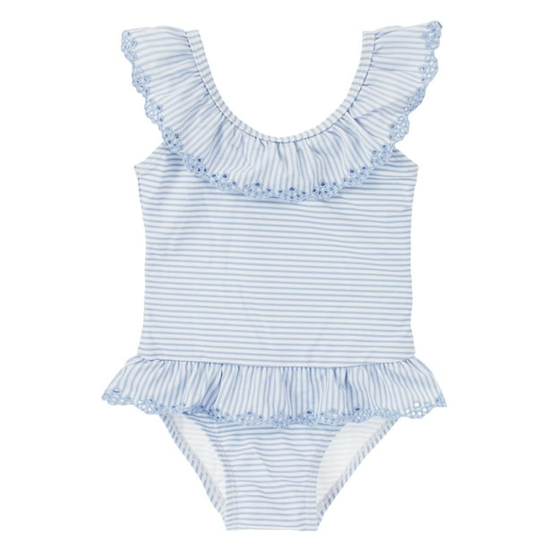 Stylesilove Sweet Toddler Girls Floral Embroidery Stripes One Piece Swimsuit 130 5 6 Years Walmart Com Walmart Com